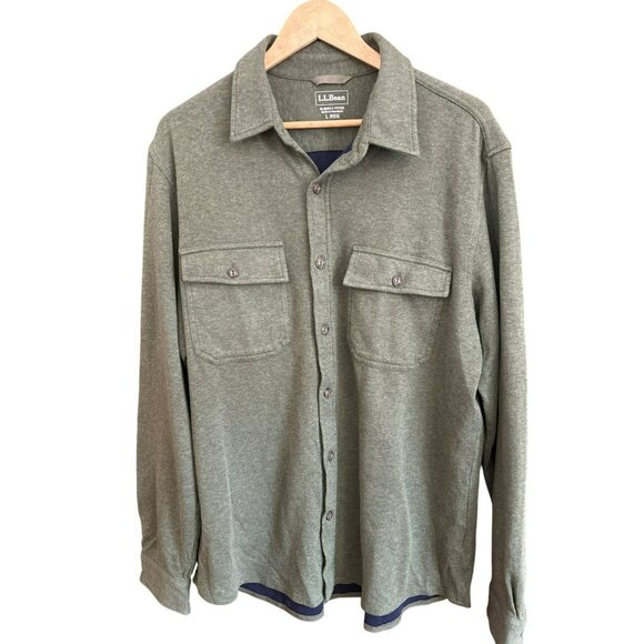 L.L.Bean Mens Slightly Fitted Dark Green Chamois Button Up Shirt Size Large EUC - Picture 1 of 7